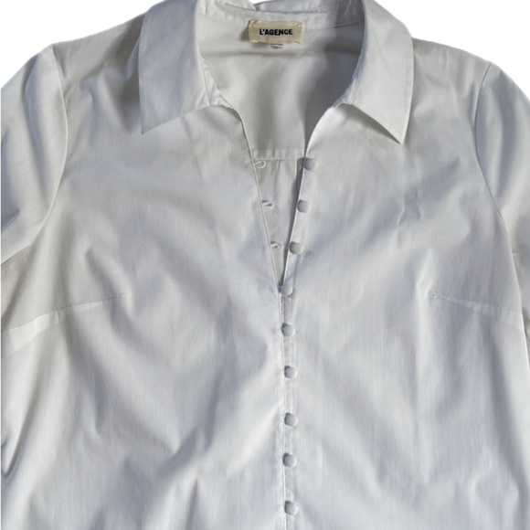 L’AGENCE Naomi Classic Button Down Shirt White Preppy Quiet Luxury Old Money - Picture 5 of 16